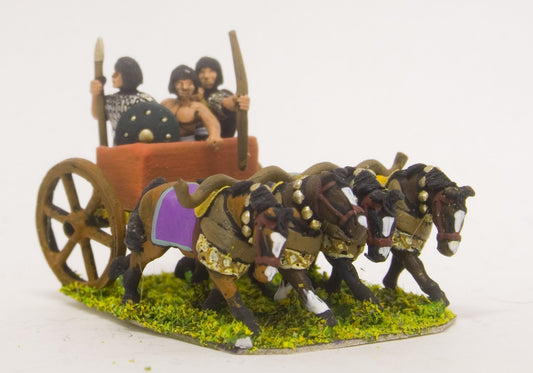 Later New Kingdom Egyptian Four Horse Chariot with Driver, Archer, and Spearmen ANK17