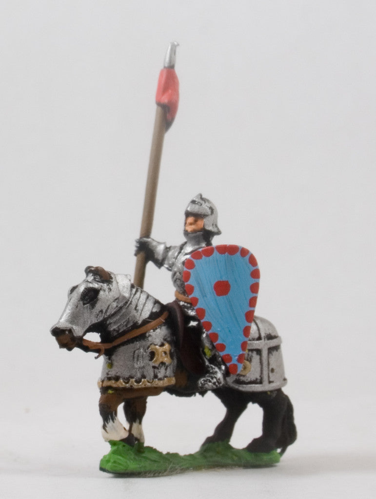 Serbian Empire: Knights 1400-1500 in Plate Armour with Lance & Shield on Unarmoured Horse EMED69a