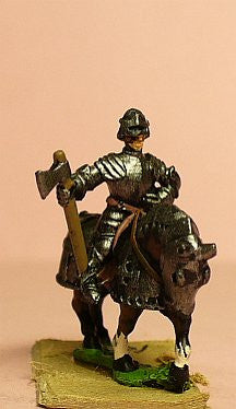 Late Medieval: Knights, 1420-1480AD in Full Plate & Sallet with Mace, Axe or Sword, on Armoured Horse MER10