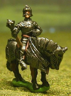 Late Medieval: Knights, 1420-1480AD in Full Plate & Sallet with Mace, Axe or Sword, on Armoured Horse MER12