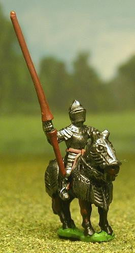 Late Medieval: Knights, 1400-1430AD in Full Plate & Great Helm, with Lance on Armoured Horse MER6