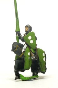 Mounted Knights, 1100-1200AD with Kite Shield, Lance, with Mail Coifs on Barded Horse MID1