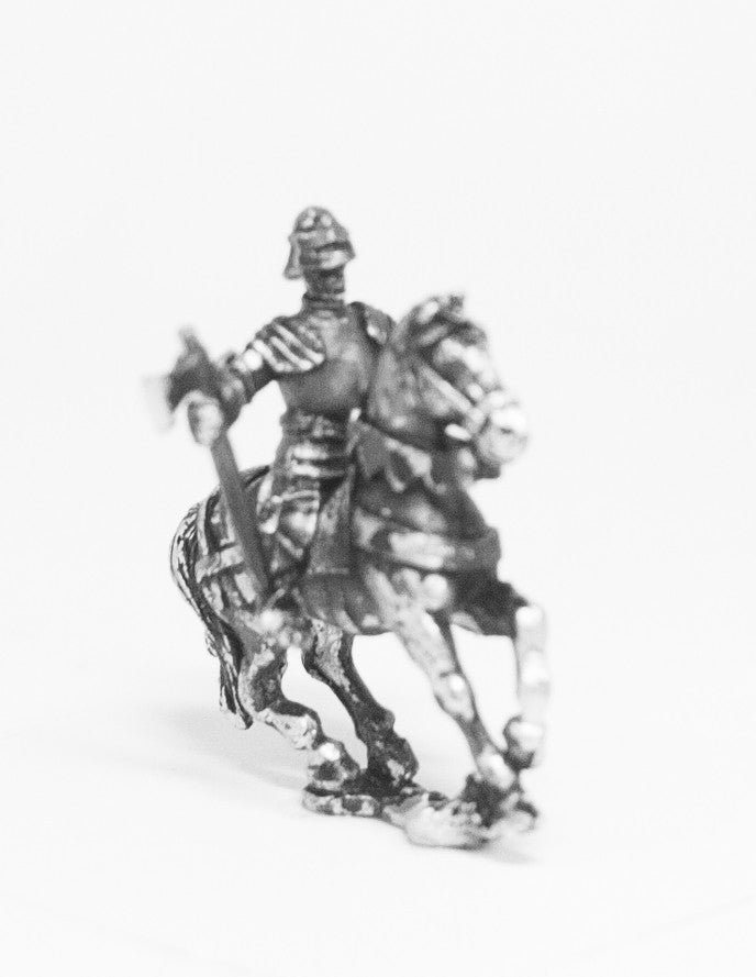 Late Medieval: Knights, 1420-1480AD in Full Plate & Sallet with Mace, Axe or Sword on Unarmoured Horse MER10a