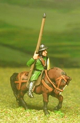 Mounted Sergeants, in Assorted Helms & Mail Coat, with Large Shield & Lance on Unarmoured Horse MID19a