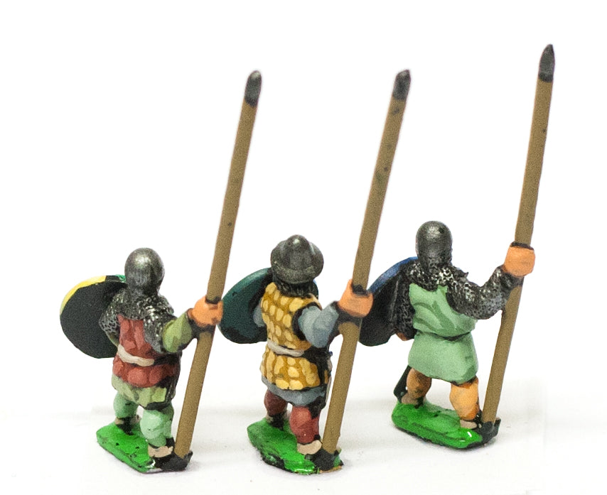 Heavy Infantry in Assorted Helms with Long Spear & Round Shield MID36