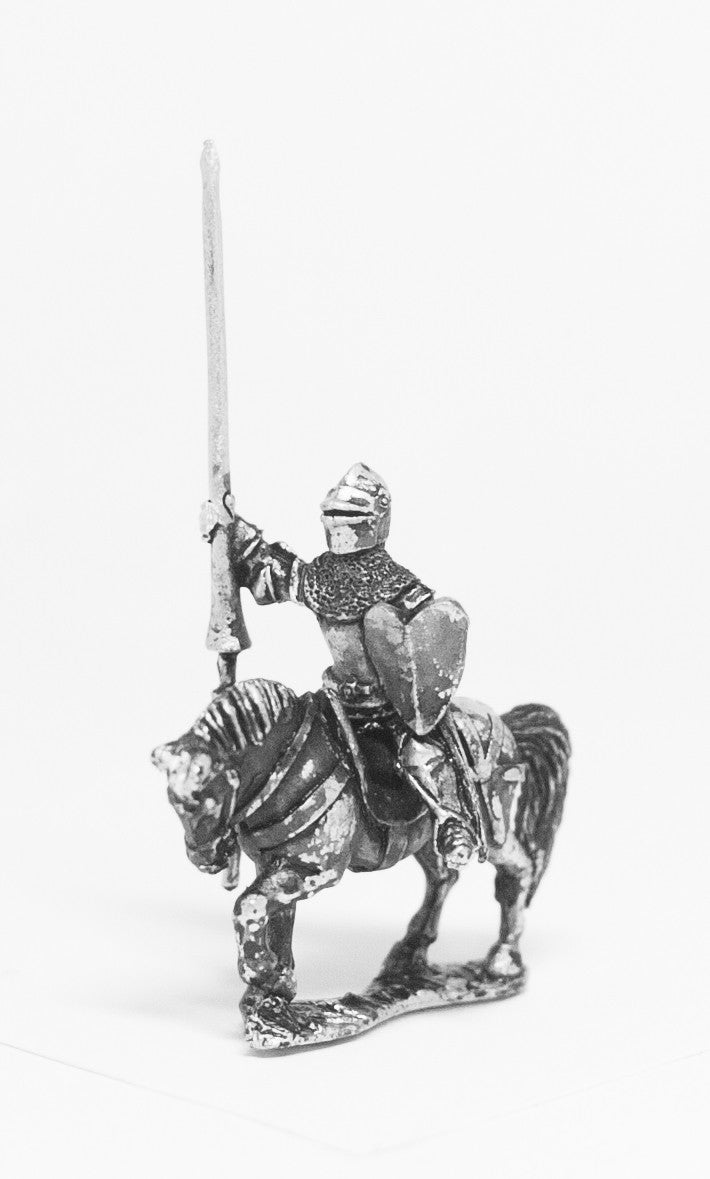 Late Medieval: Knights, 1360-1390AD in Assorted Helms & Jupon with Lance & Shield Unarmoured Horse MER4A