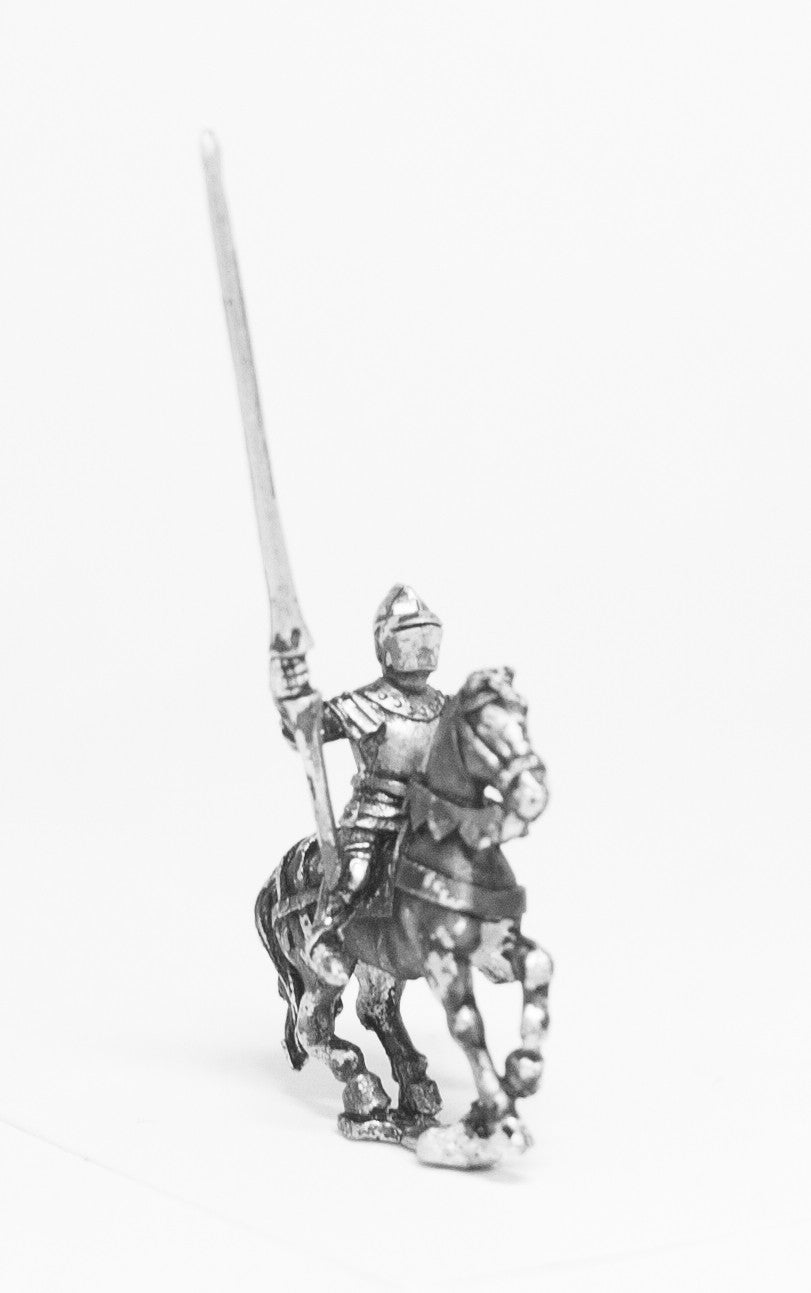 Late Medieval: Knights, 1400-1430AD in Full Plate & Great Helm, with Lance on Unarmoured Horse MER6a