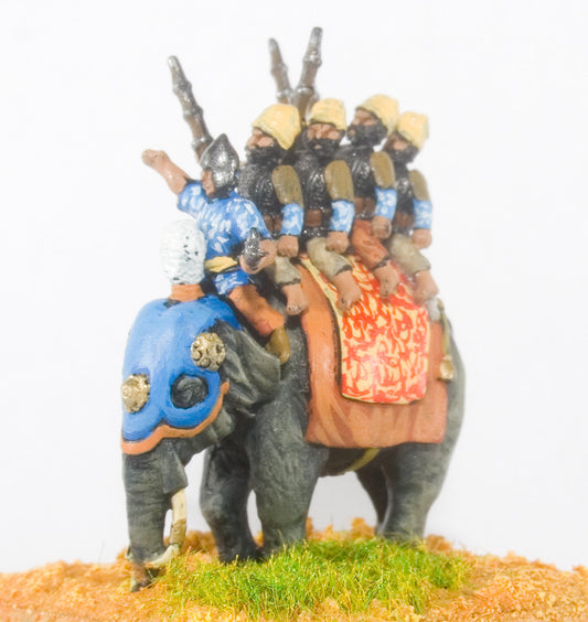 Moghul Indian: Unarmoured Elephant with Driver & 4 Arquebusiers MOG21