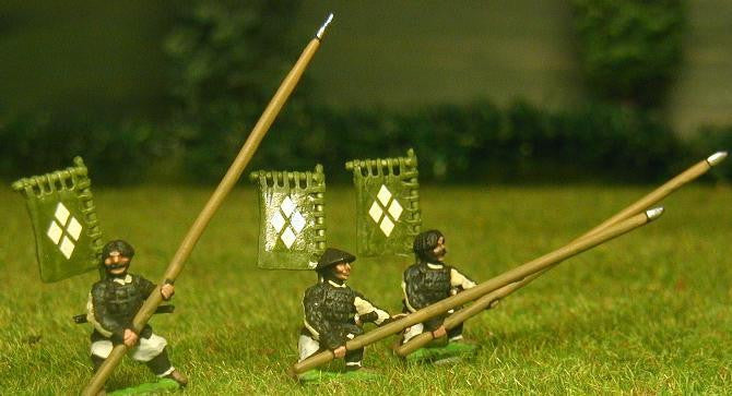 Samurai: Ashigaru in Helmets with Yari & Back Banner, Kneeling SAM22