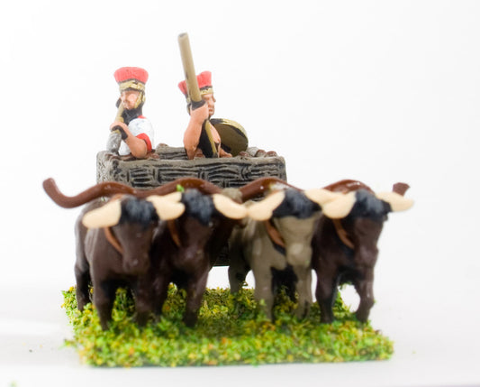 Sea Peoples Two Wheeled Ox Cart with Two Javelinmen BS119