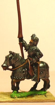 Late Medieval: Knights, 1400-1430AD in Full Plate & Great Helm, with Lance on Armoured Horse MER7