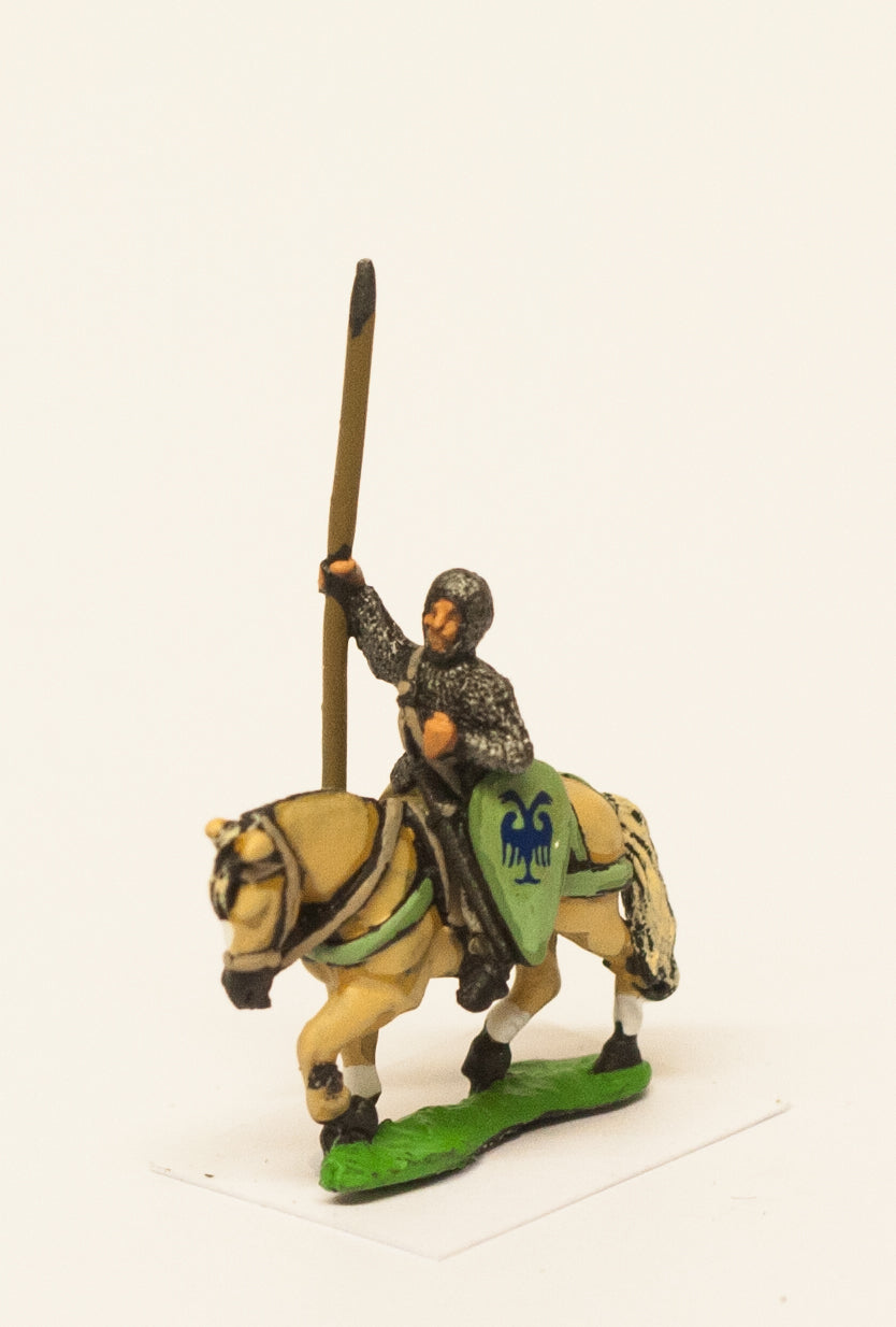 Mounted Sergeants, in Assorted Helms & Mail Coat, with Kite Shield & Lance on Unarmoured Horse MID19