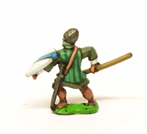 Medium Spearmen with Quilted Coat & Pointed Helm, Large Shield MID44