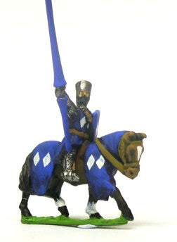 Mounted Knights, 1150-1200AD with Large Shield & Lance, in Flat Top Helm & Mail Surcoat, on Barded Horse MID5